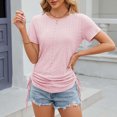 thumbnail image 2 of Yuyuzo Women Summer Tops Shorts Sleeve T Shirts Round Neck Shirts Drawstring Side Solid Color Tees, 2 of 3