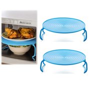 Ynlkorvg Rack 2 Pack Microwave Folding Tray Microwave Stacker Cooker 2 Tier Microwave Plate Stacker Microwave Heating Layered Tray With Foldable Handles For Bowls Water Cups