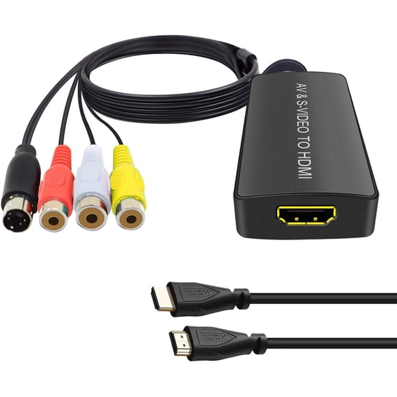 SVideo to HDMI Converter 3RCA AV S-Video R/L Audio Vdieo Converter Adapter Support 1080P/ 720P Compatible with WII U PS2/ PS3 STB Xbox VHS VCR Blue-Ray DVD Players