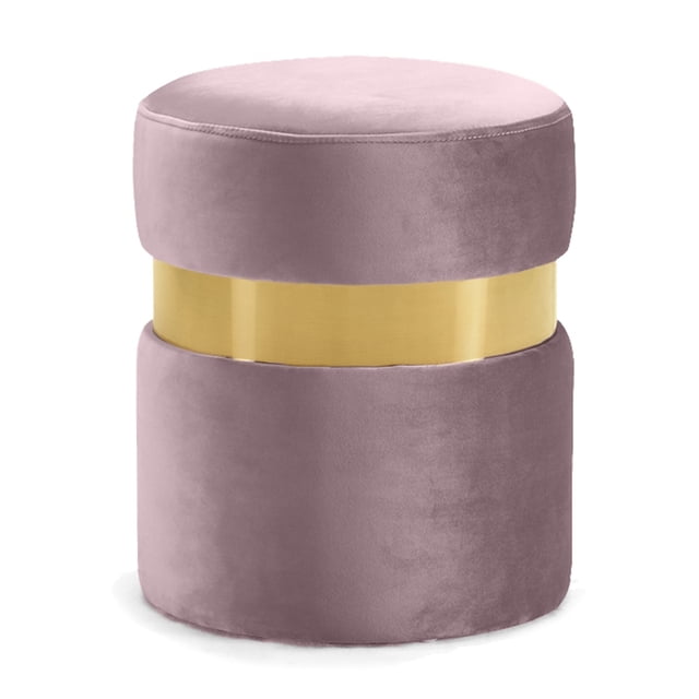 Meridian Furniture Hailey Collection Contemporary Velvet Ottoman, Pink