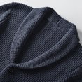 thumbnail image 2 of Men's Shawl Collar Cardigan Sweater Slim Fit Cable Knit Button up Merino wool Sweater_Navy_Small, 2 of 5