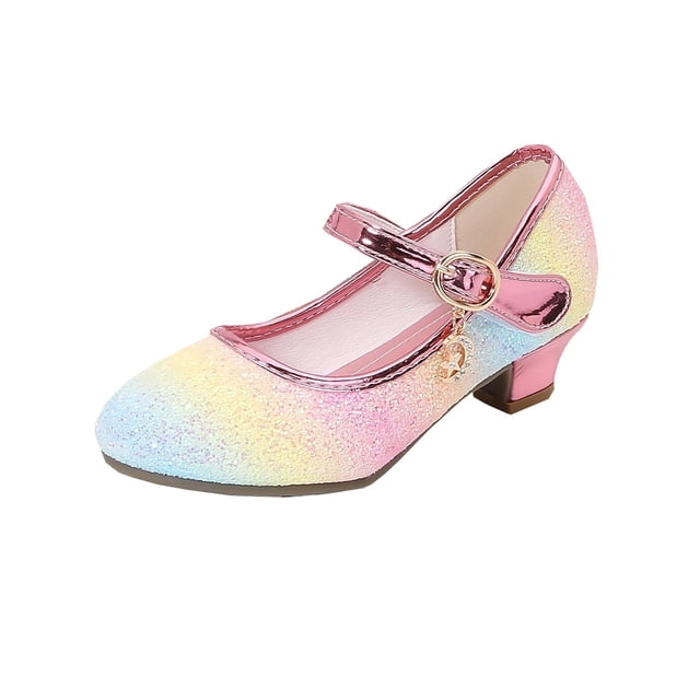 Wdgfv Ballerines Filles Scintillantes Fête Mary Jane Princesse Chaussures de Robe Multicolore 5-5,5 Ans