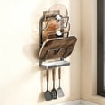 thumbnail image 4 of Grey L Iron Pot Lid Rack No Hole Wall Mounted Kitchen Shelf Cutting Board Holder Chopping Board Bracket Organizer Grey Color Large Size 7.87X3.54X12.6 Inches, 4 of 7