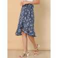 thumbnail image 5 of Unique Bargains Jupe Portefeuille à Volants Évasée Taille Haute Basse à Fleurs pour Femmes, 5 of 5