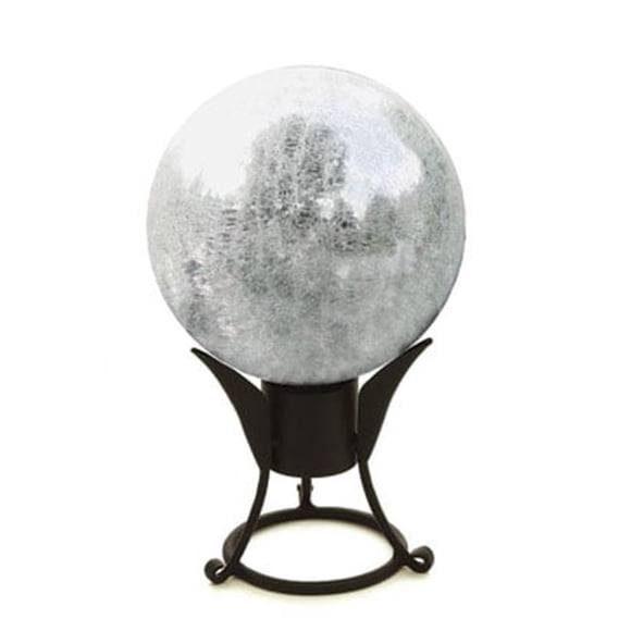 10 in. Gazing Globe in Silver with Crackle