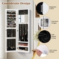 thumbnail image 4 of Topbuy Wall Mounted Jewelry Cabinet with Mirror and Storage Racks, White, 4 of 9