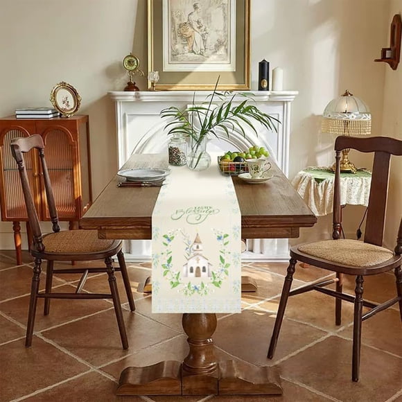 Flax Table Flag for Easter Restaurant and Living Room Tabletop Decoration, Ambience Decor in Four Sizes, Suitable for Families and Home Use, Durable Fabric Runner