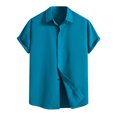 thumbnail image 1 of Diufon Linen Shirts for Men Casual Button Down Short Sleeve V Neck Tee Textured Summer Beach Vacation Shirts, 1 of 3