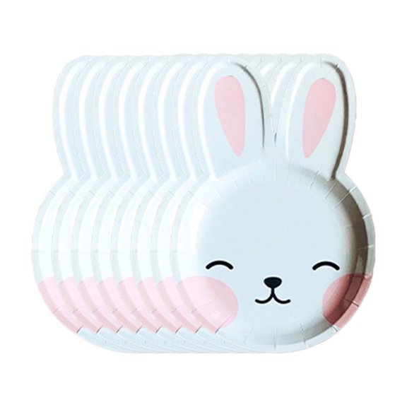 B Easter Disposable Paper Plates And Cups Set With Unique Shape, Sturdy Paper Material And Large Capacity For Party, Picnic And Bbq, 8-Pack Tableware