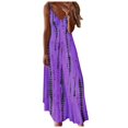 thumbnail image 2 of Femmes Été Boho Plage Imprimé Longue Robe Dentelle Épaule Froide Casual Maxi Robe, 2 of 5