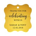 thumbnail image 1 of Darling Souvenir Fancy Frame Custom Paper Tags Thank You For Celebrating With Us Wedding Favor Gift Hang Tags-Metallic Gold-100 Tags, 1 of 1