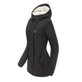 thumbnail image 2 of Innerwin Coat Hooded Ladies Outwear Drawstring Long Sleeve Buttons Jacket Black XL, 2 of 5