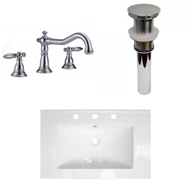 American Imaginations 24-in. W 3H8-in. Ceramic Top Set In White Color - Drain Incl. AI-33274