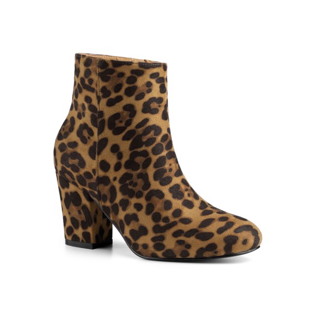Unique Bargains Women's Side Zipper Block Heel Ankle Boots