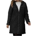 thumbnail image 2 of LOVZFMLL Jackets for Women Ladies' Trendy Solid Color Zipper Hooded Loose Medium Long Plush Jacket, 2 of 7