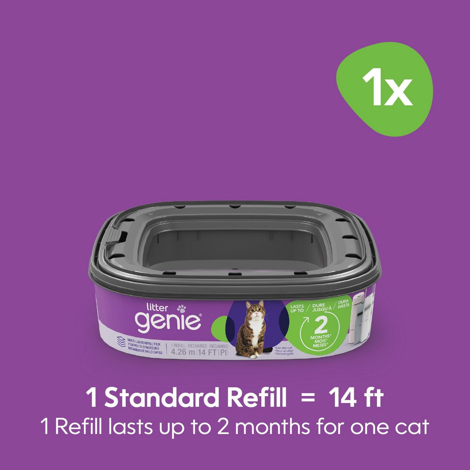 Recharge standard Litter Genie 1pk - Dure jusque 2 mois pour un chat - sacs à litière