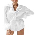 thumbnail image 1 of Femmes 2PCS Pyjama Manches Longues Manchettes Chemisier Shorts, 1 of 5