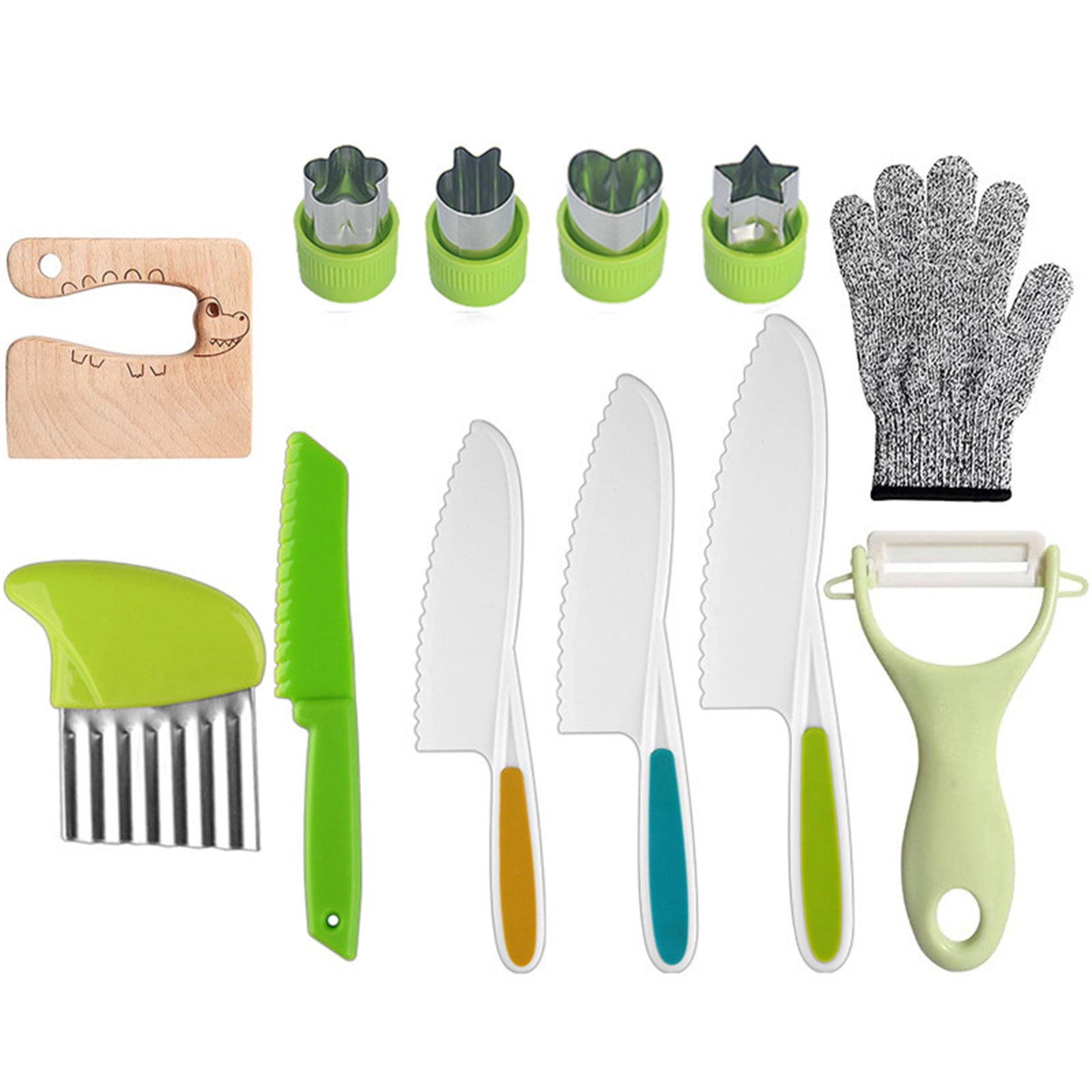 Birdeem 15Pcs Toddler Knife for Chopping Mini Chef Knife Set for Kids Knives Kitchen Knife Set Plastic Children Cooking Cutter Set