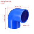 thumbnail image 2 of Unique Bargains Adaptateur de Raccord de Tuyau en PVC 40mm Antidérapant 90 Degrés Bleu 2 Pcs, 2 of 4