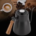 thumbnail image 3 of Bouilloire café, Gouttière anti-corrosion en acier inoxydable MAGT 850ml en acier inoxydable avec manche en bois pour la cuisine à domicile(With thermometer), 3 of 8