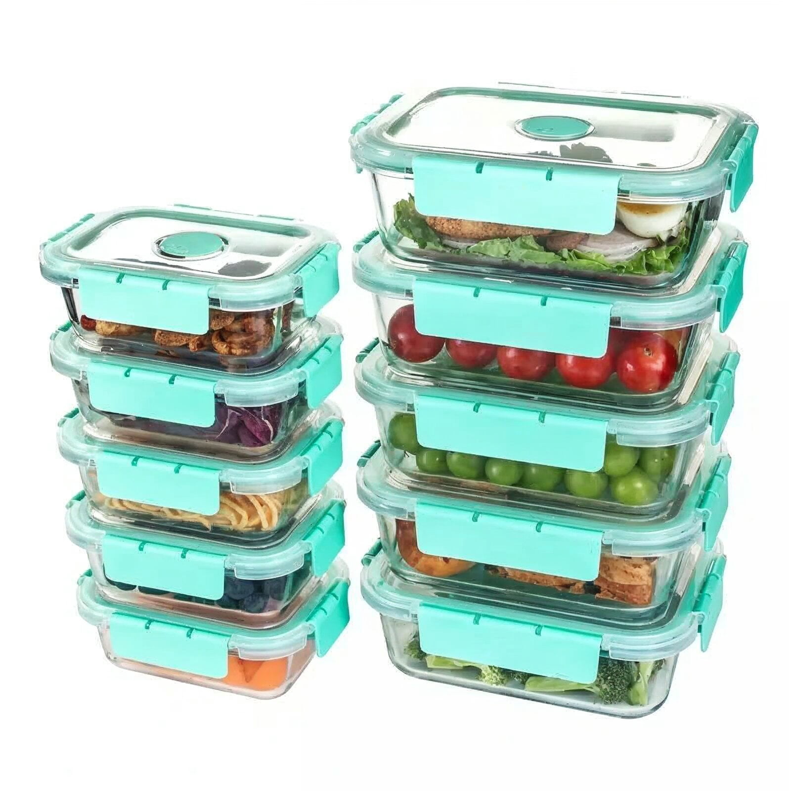 TechGen Premium Borosilicate Glass Food Storage Containers with Snap Locking Lids, 10 pack