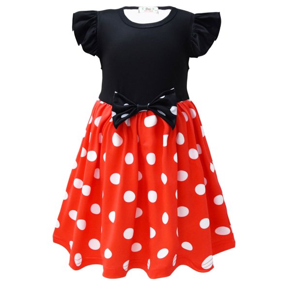 Toddlr Girls Mickey/Minnie Dress with Headband Cartoon Princess Dress 2-7 Year