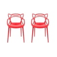 thumbnail image 1 of Heavenly Collection | Modern Red Plastic Side Chair - Mid-Century Molded Dining Chair - Ideal for Kitchen, Dining Room & Patio | Set 2, 1 of 9