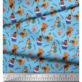 thumbnail image 3 of Soimoi Cotton Cambric Fabric Leaves,Musical Instruments & Animals Kids Printed Fabric 1 Yard 56 Inch Wide, 3 of 3