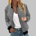 thumbnail image 4 of Womens Fashion Jacket Casual Stand Collar Zip Up Lightweight Coat Fall Color Block Jackets with Pockets Gray L, 4 of 7