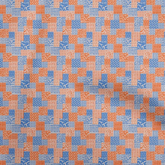oneOone Velvet Orange Fabric Mix Ikat Sewing Material Print Fabric By The Yard 58 Inch Wide