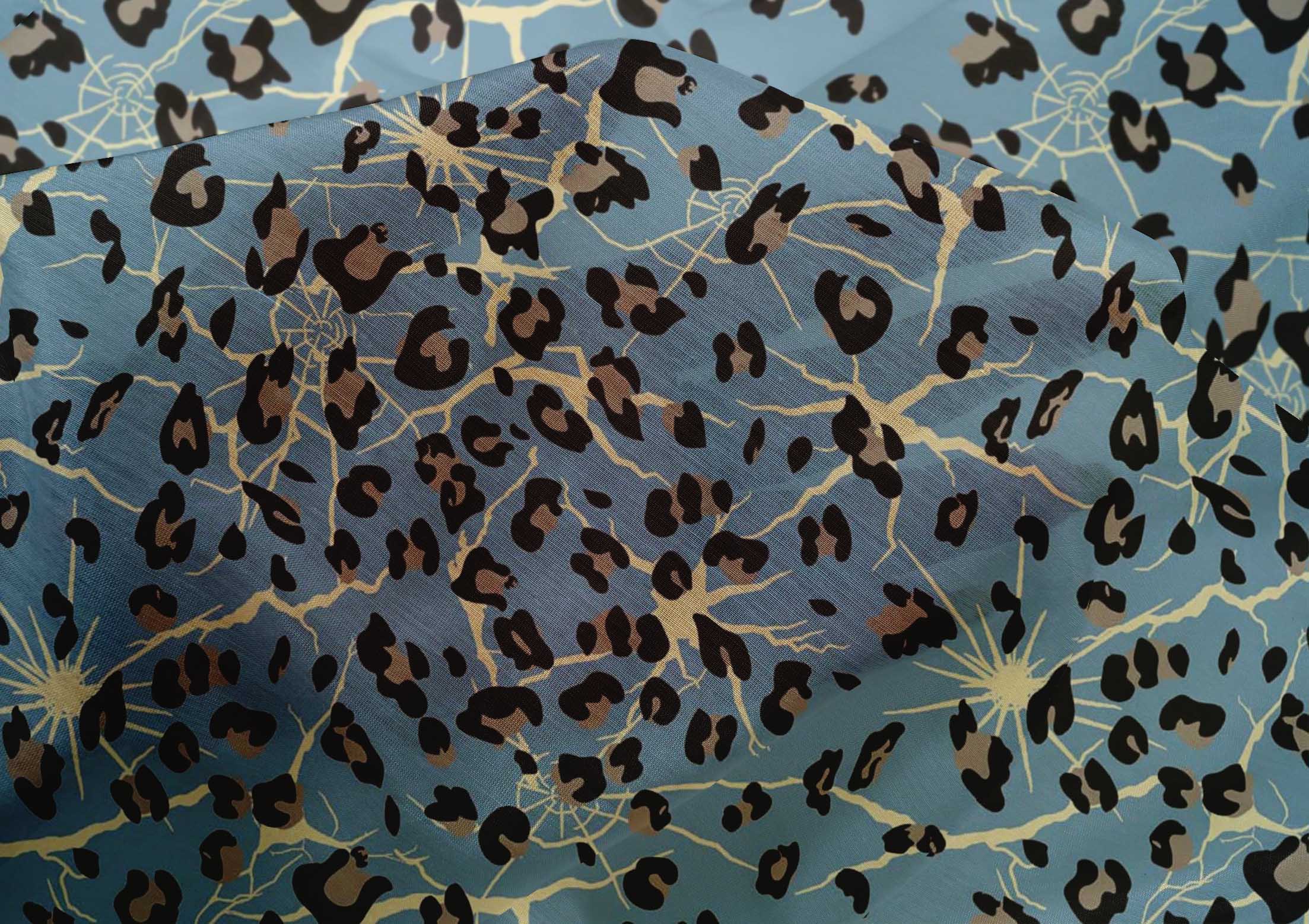oneOone Cotton Silk Fabric Leopard Animal Skin Print Fabric by Yard 42 Inch Wide