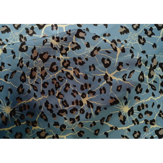 oneOone Cotton Silk Fabric Leopard Animal Skin Print Fabric by Yard 42 Inch Wide