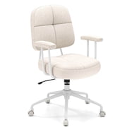 Costway Home Office Chair Chenille Upholstered Task Chair with Cushioned Back Beige
