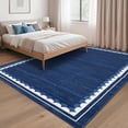 thumbnail image 3 of Neutral Blue Area Rug 9x12ft – Washable Soft Carpet with Scalloped Edge and Non-Slip Backing, Low Pile Design – Large Rug for Living Room, Bedroom and Dining Room, 3 of 9
