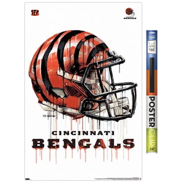 NFL Cincinnati Bengals - Drip Helmet 20 Wall Poster with Magnetic Frame, 22.375" x 34"