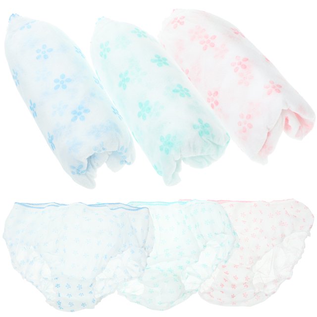 WRISTBIQUE 7Pcs Disposable Briefs Assorted Color Soft Breathable Non Woven Fabric for Postpartum and Travel