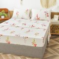 thumbnail image 3 of Move Over 4 pcs Floral Sheet Set King Botanical Fitted Sheet Flowers Pattern All Around Elastics Deep Pocket Sheet, 3 of 8