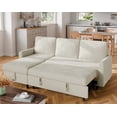 thumbnail image 2 of Walsunny Canapé Sectionnel-Lit Escamotable en L avec Méridienne Réversible avec Rangement pour Salons Petites Pièces Appartement, Beige, 2 of 7