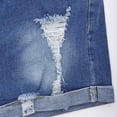 thumbnail image 4 of PEZHADA Women's Mid Waist Stretchy Denim Button Zipper Jean Shorts with Pockets, Light Blue, 4 of 6