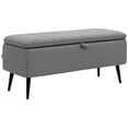 thumbnail image 1 of HOMCOM Banc Ottoman de Rangement, Repose-Pieds en Tissu de Lin Gris, 1 of 10