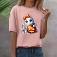 thumbnail image 1 of YLHFASHION T-shirt d'Halloween pour Femmes à Manches Courtes, Col Rond, Graphique, Hauts Imprimés Citrouille, Chandails Décontractés d'Automne 2025, Liquidation à 50 % de Rabais, T-shirt à Manches Courtes pour Femmes, 1 of 4