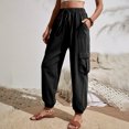 thumbnail image 4 of AherBiu Pantalons Taille Haute pour Femmes avec 4 Poches Printemps Automne Décontracté Ample Bas Resserré, 4 of 6