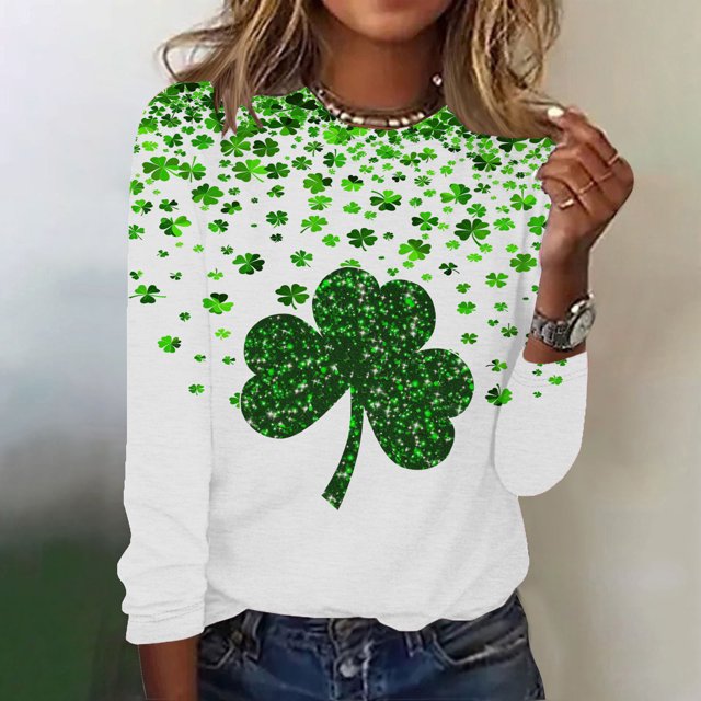 Chemises pour Femmes Mode Jour de la Saint-Patrick Imprimé Manches Longues Col Rond Blouse Blouses pour Femmes