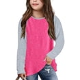 thumbnail image 1 of Penkiiy T-Shirts Décontractés à Manches Longues pour Filles, Tuniques à Rayures Douces et Amples pour Enfants, Blouses Roses en Liquidation pour 4-5 Ans, 1 of 5