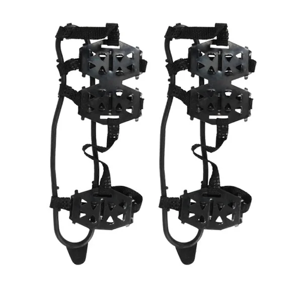 Crampons for Mountaineering Outdoor 24 Tooth Ice Climbing Crampons Ice Crampons Snow Skid Spikes Winter Shoe Cover Clip White LMBlack