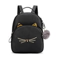 thumbnail image 2 of Teenagers Backpack Leather School Bags Girl Cartoon Square Satchel (Black), 2 of 9