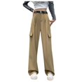 thumbnail image 2 of SDNall Women Design Style Straight Leg Wide Leg Pants Casual Drape Work Pants, 2 of 9