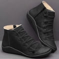 thumbnail image 2 of Kcodviy Bottes Compensées Décontractées en Cuir à Lacets pour Femmes Bottines Bottes pour Femmes Chaussures Bottes Extensibles sur le Côté pour Femmes Bout Plat Bottes à Fermeture Éclair Bottes d'Automne pour Femmes Bottes Rétro pour Femmes, 2 of 3