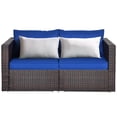 thumbnail image 4 of Costway 2PCS Patio Rattan Corner Sofa Sectional Furniture Navy Cushion, 4 of 9
