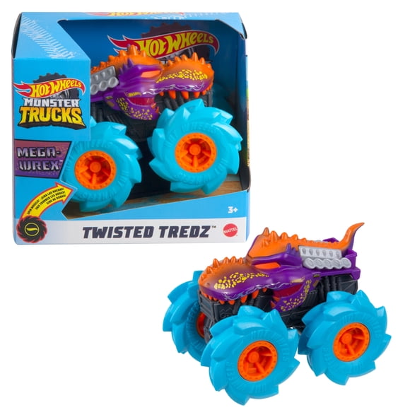 Hot Wheels Monster Trucks Twisted Tredz Mega Wrex Vehicle, 1:43 Scale Creature-Themed Toy Truck